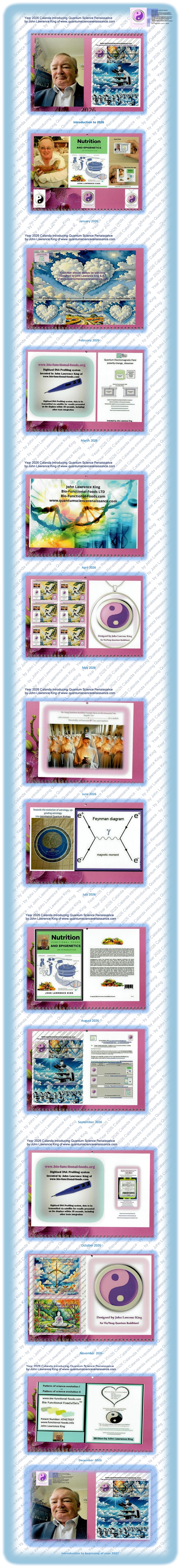 Year 2026 Calendar introducing Yin Yang/Quantum Science Renaissance