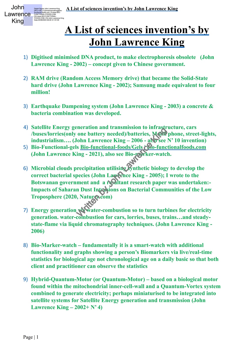 13 Science inventions, invented by john Lawrence king 13 Science inventions, invented by john Lawrence king