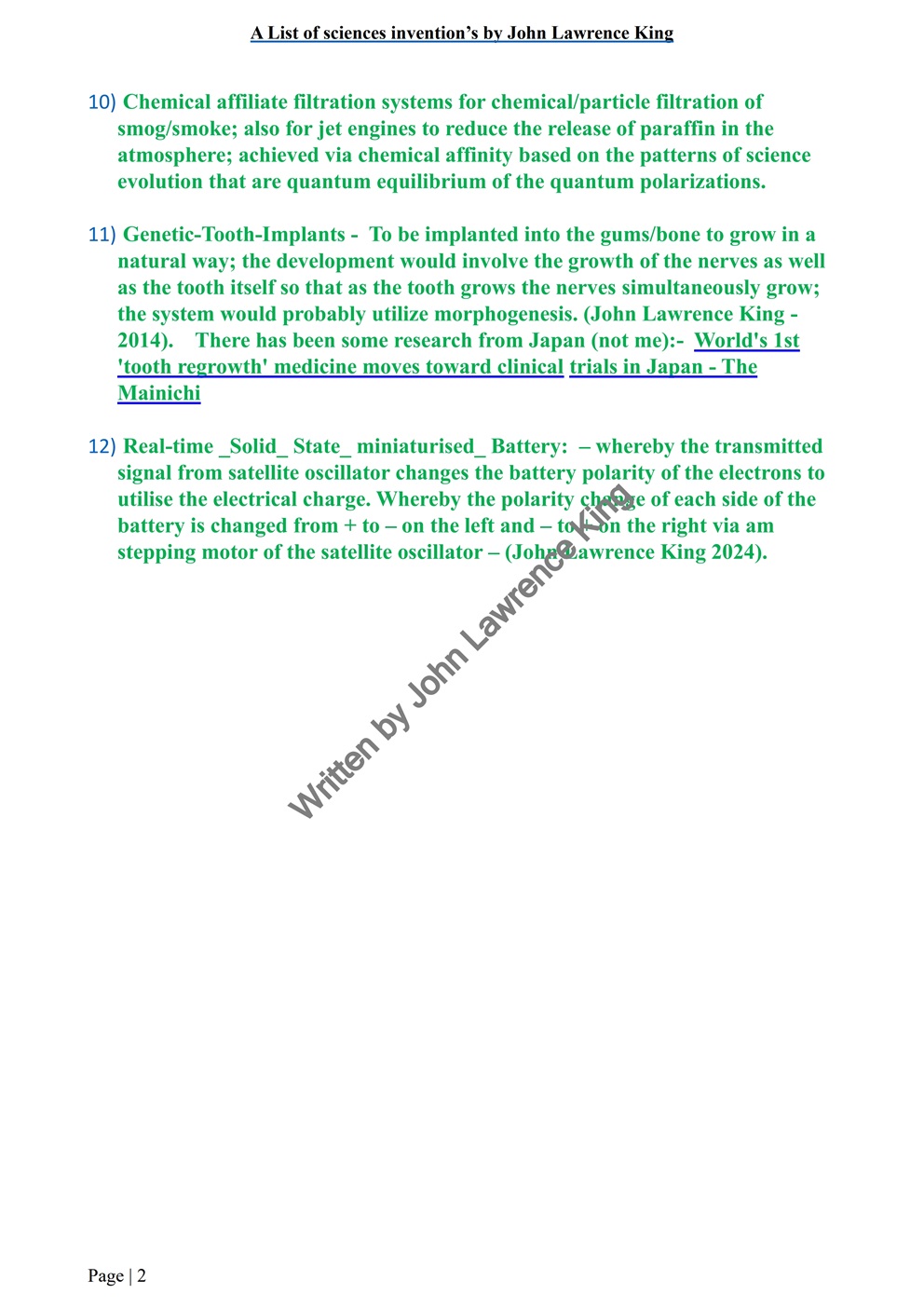 13 Science inventions, invented by john Lawrence king 13 Science inventions, invented by john Lawrence king